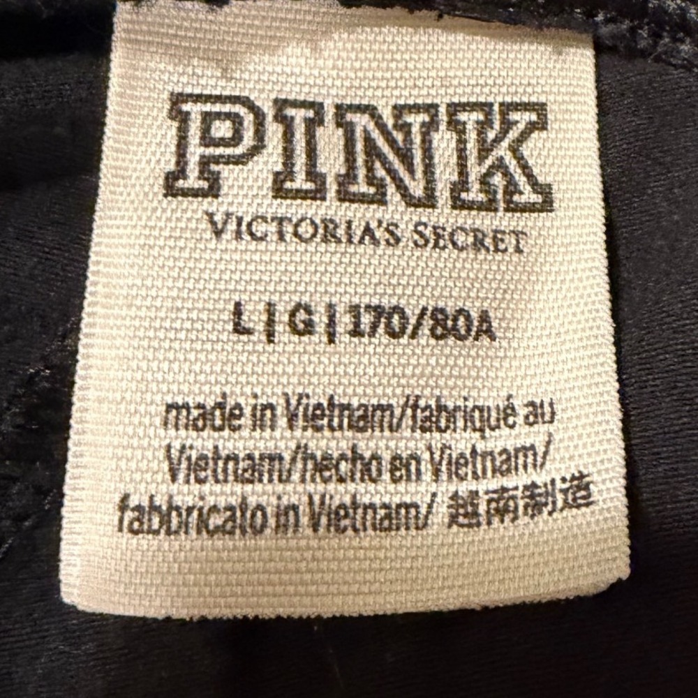 Classic Victoria's Secret PINK Womens Black Cropped Leggings Yoga Pants Size L - Picture 4 of 6